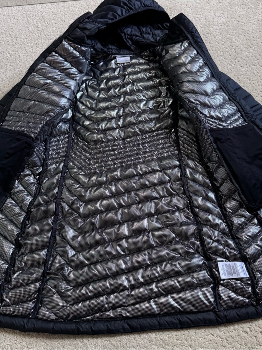 Columbia Omni-Heat Women's Long Black Hooded Puffer Winter Jacket Size XS - Picture 5 of 9